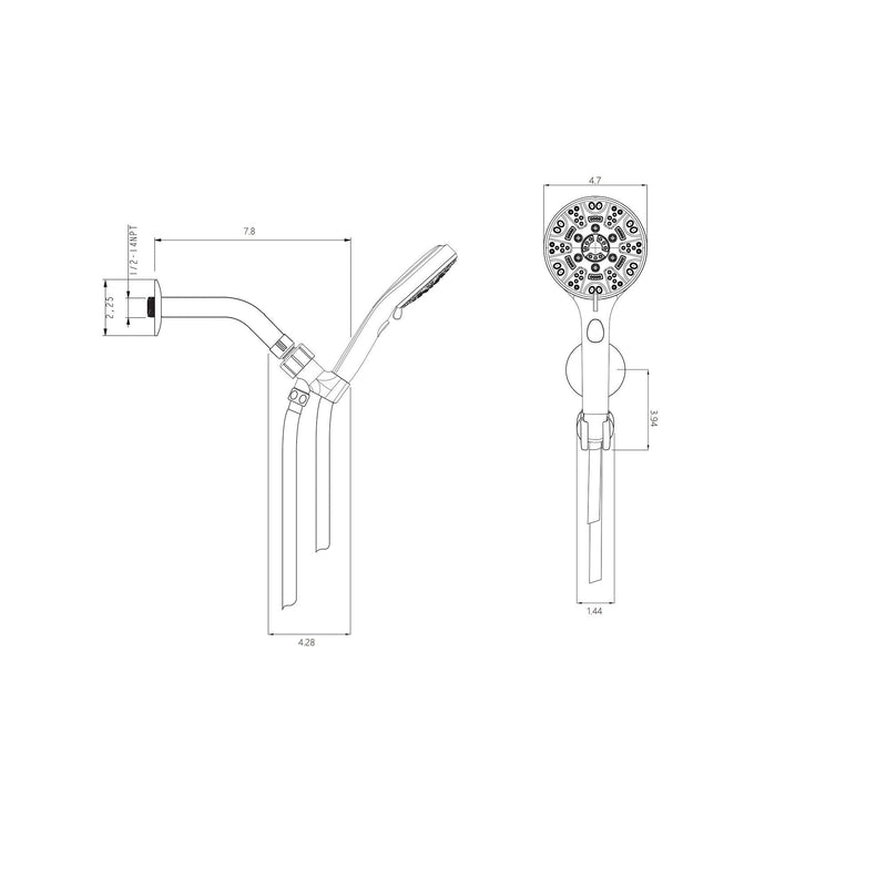 Multi Function Adjustable Hand Shower 8 Function Hand Shower, Plastic Construction - Brushed Nickel by HouseOfZazla