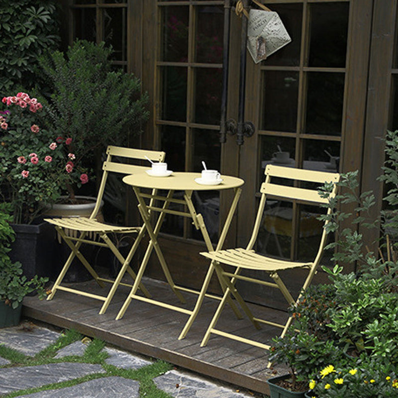 3 Piece Patio Bistro Set Of Foldable Round Table And Chairs by HouseOfZazla
