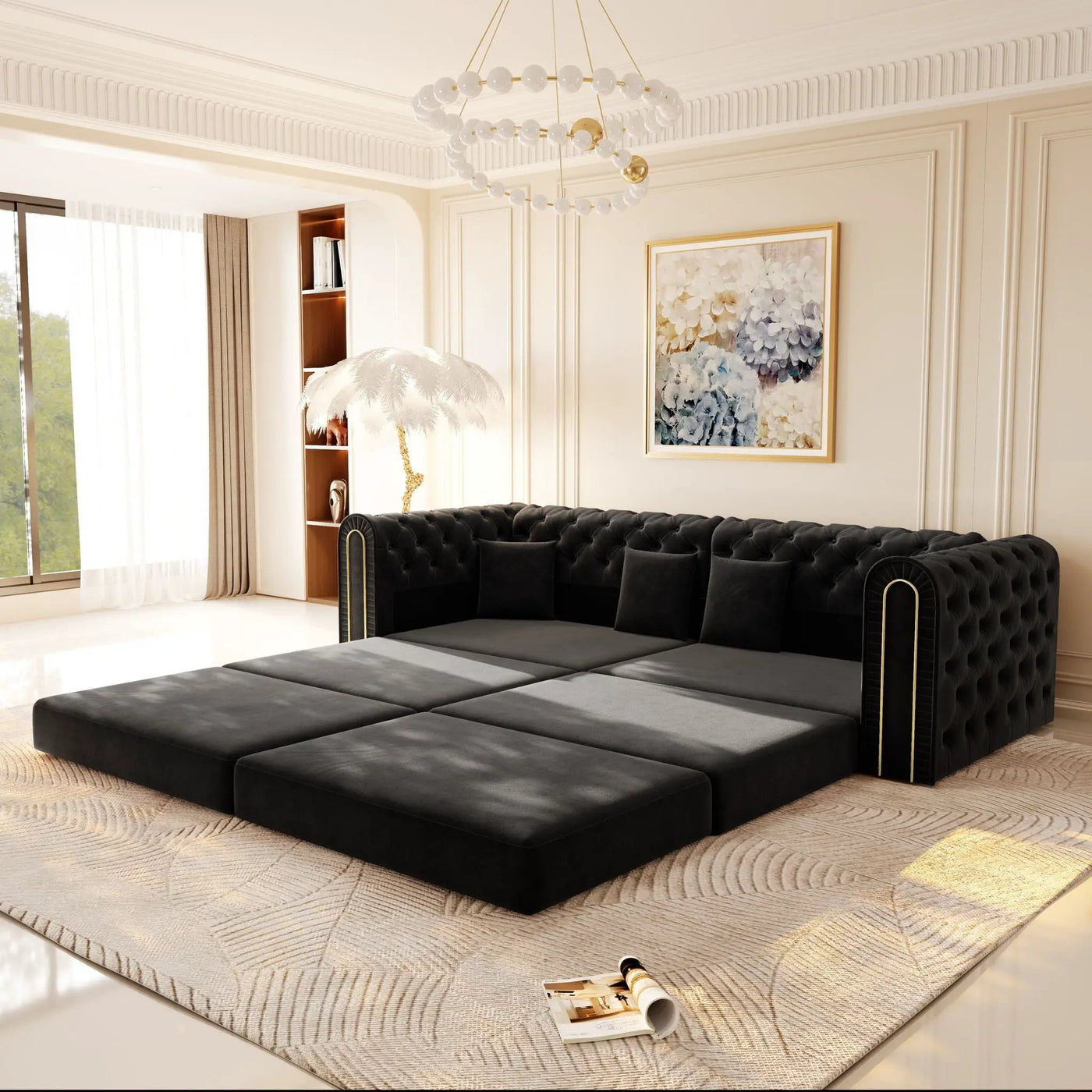 3-In-1 Convertible Sleeper Sofa With Movable Ottoman For Living Room by HouseOfZazla