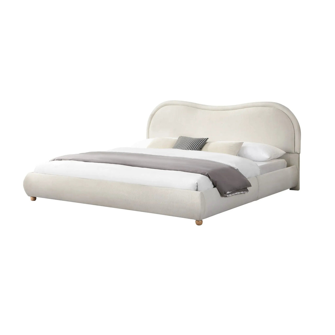 Upholstered Platform Bed Frame With Curved Headboard by HouseOfZazla
