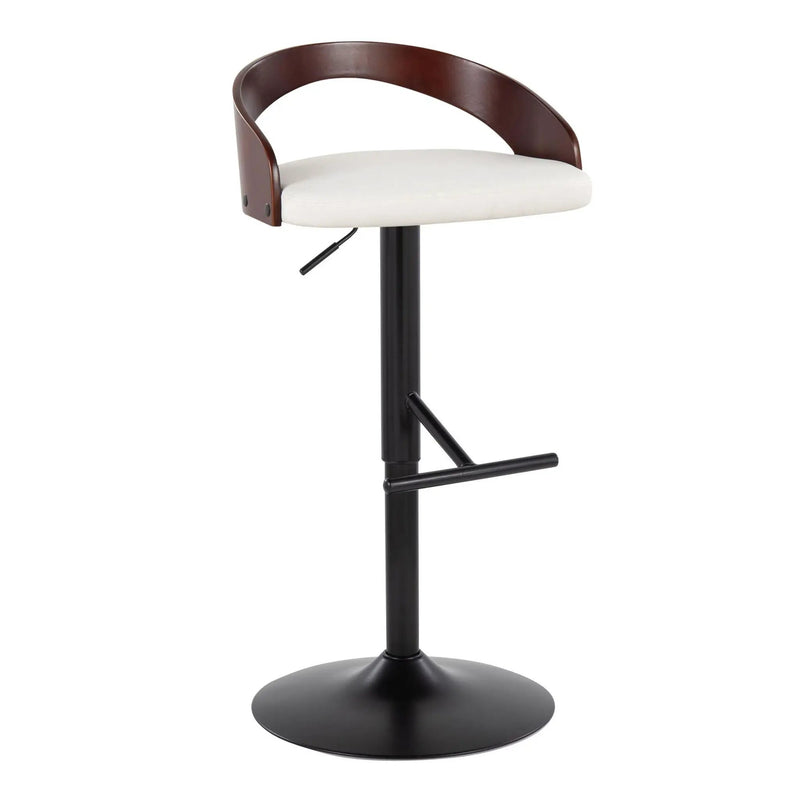 Grotto - Contemporary Adjustable Barstool With Swivel & Straight T Footrest (Set of 2) by HouseOfZazla
