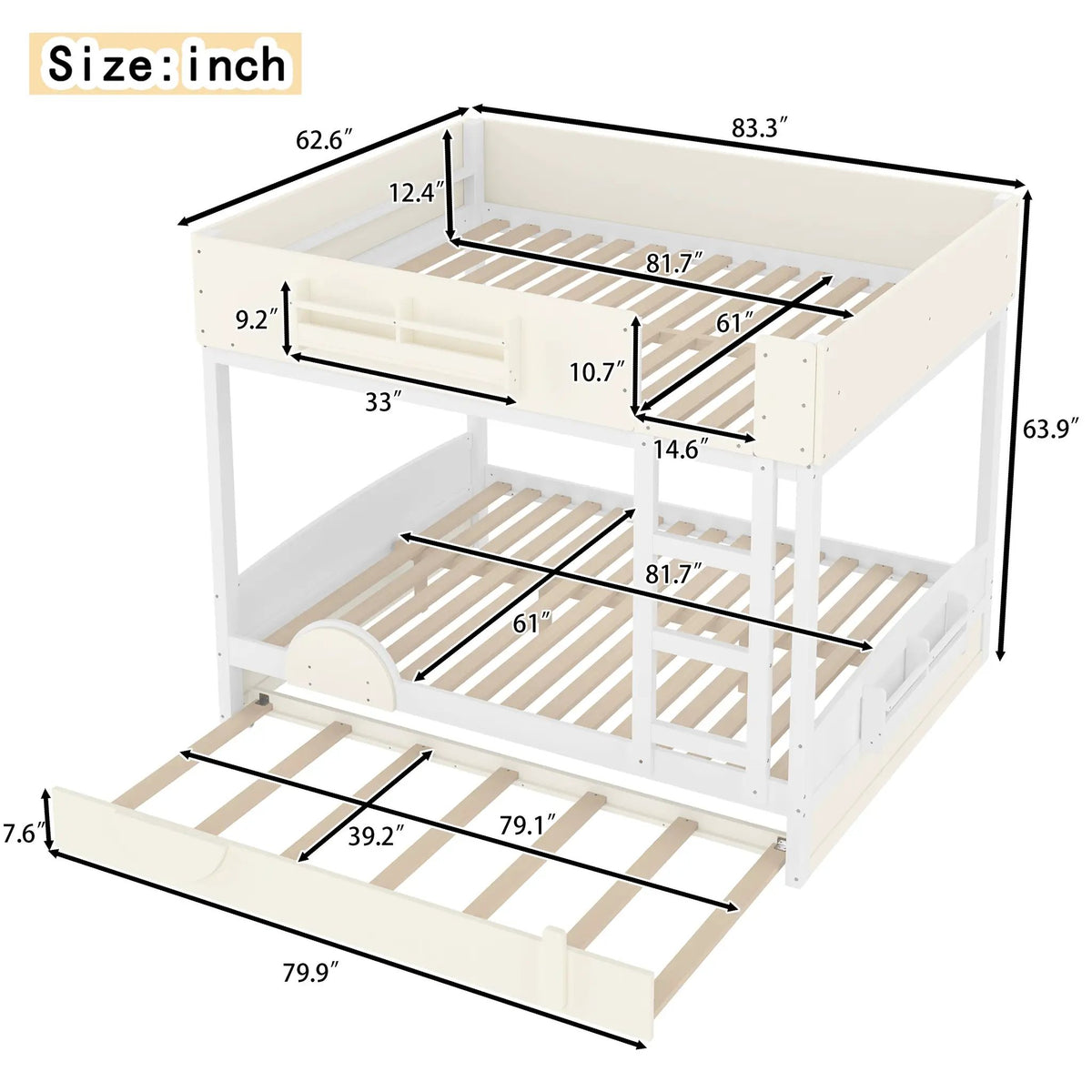 Queen Bunk Bed with Trundle by HouseOfZazla