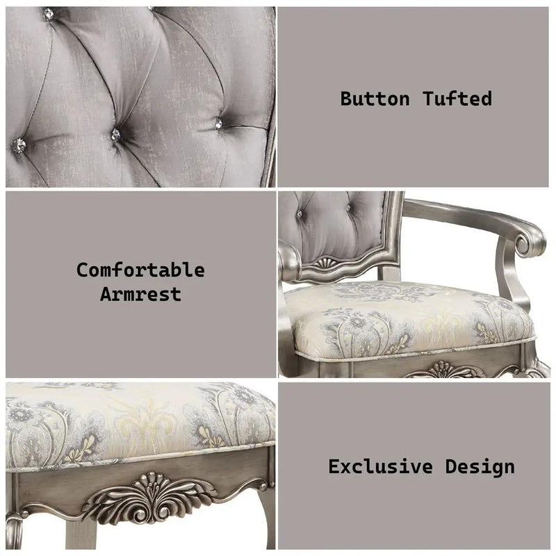 Ariadne - Arm Chair (Set of 2) - Velvet & Antique Platinum by Unique Piece Furniture