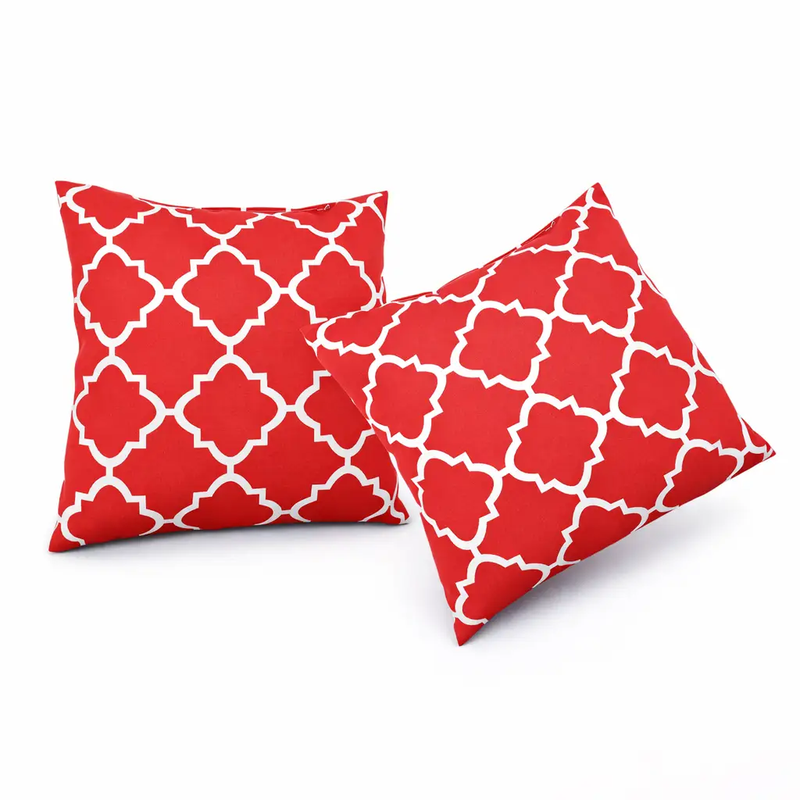2 Pack Outdoor Throw Pillows, Waterproof & Fade-Resistant Patio Cushions (18x18 Inch, Plaid Red) by HouseOfZazla