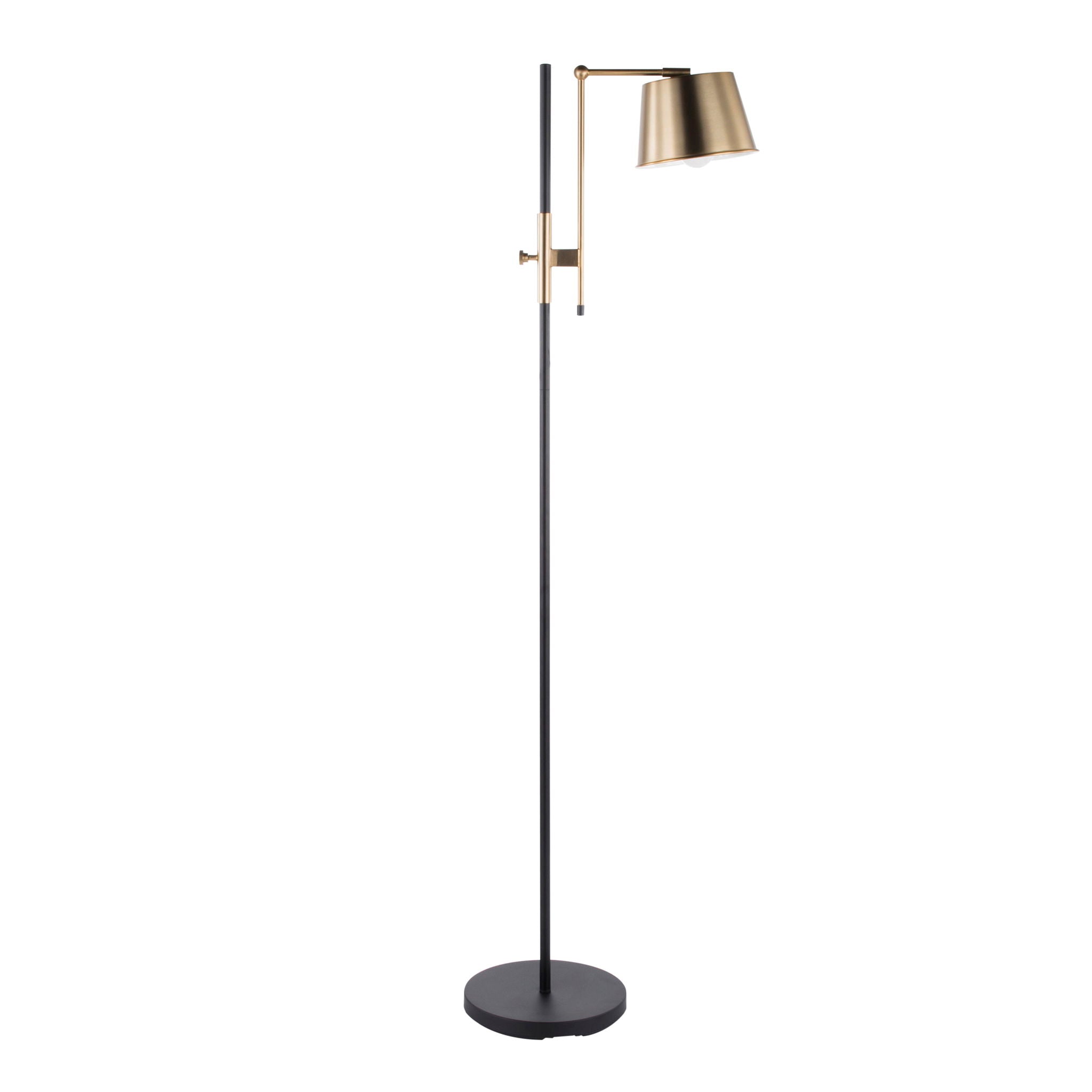 Metric - Industrial Floor Lamp - Black / Antique Brass by HouseOfZazla