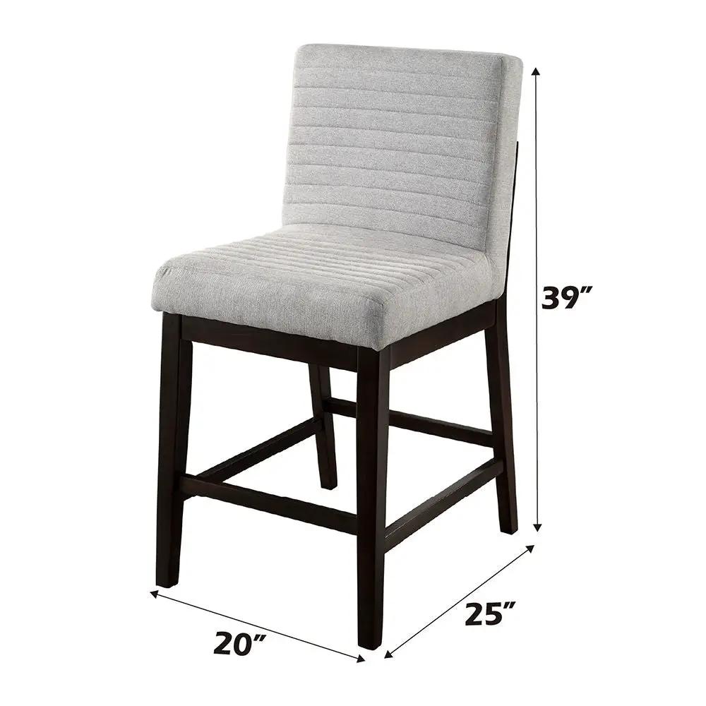 Edwyn - Counter Height Chair (Set of 2) - Gray Linen & Espresso by Unique Piece Furniture