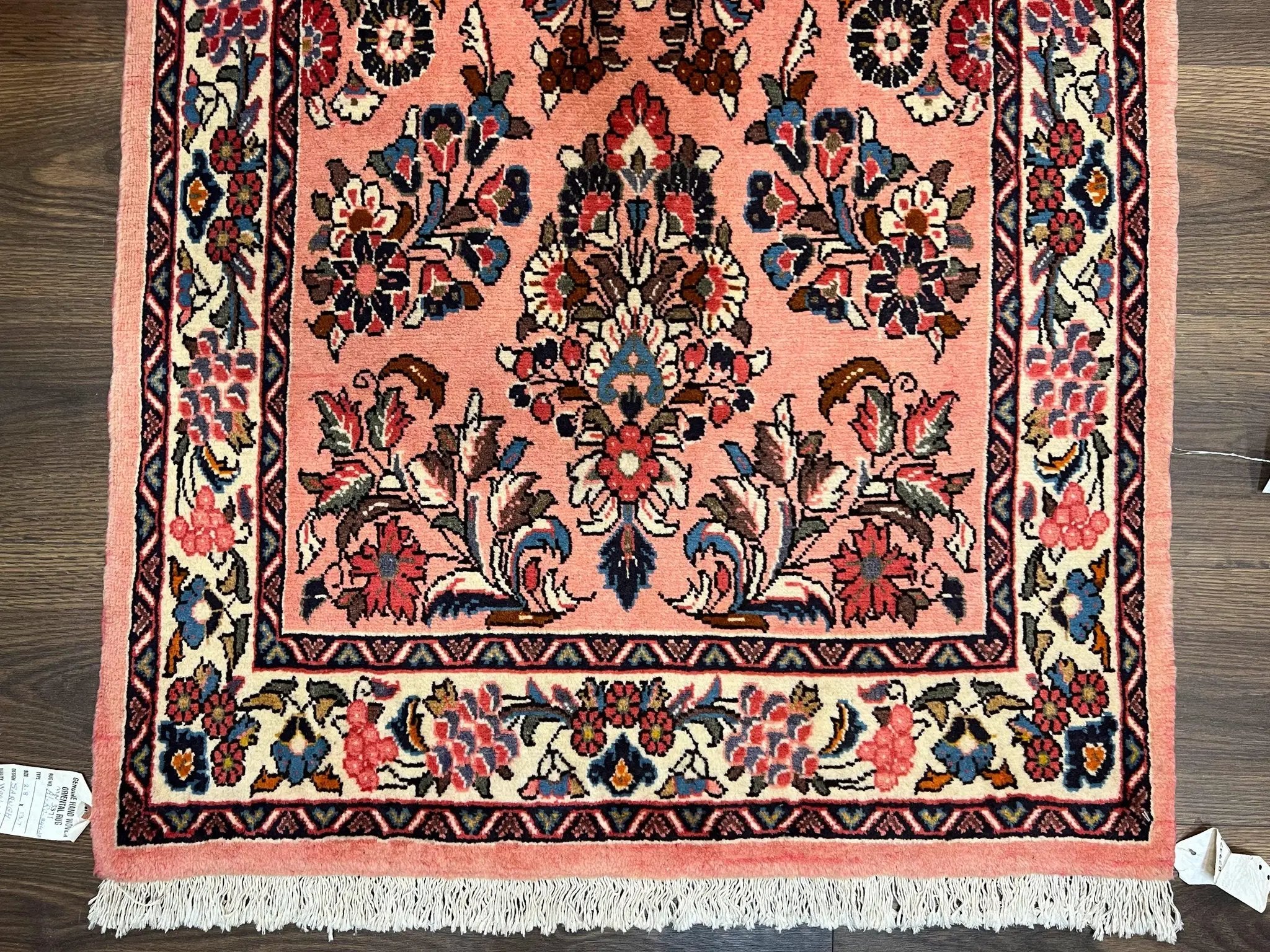Persian Sarouk Runner Rug 2.9 x 13.6, Wool Floral Hand Knotted Runner by Jewel Rugs