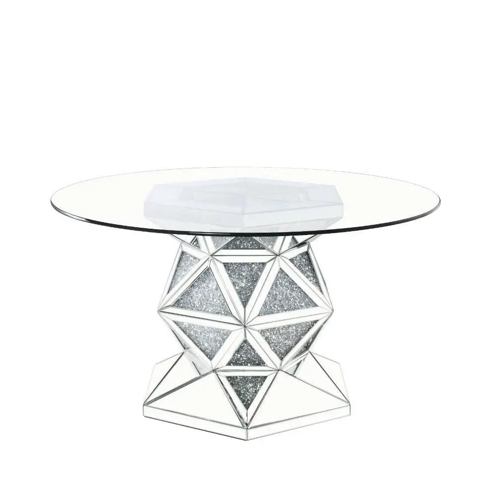 Noralie - 52" Round Dining Table - Mirrored & Faux Diamonds by Unique Piece Furniture