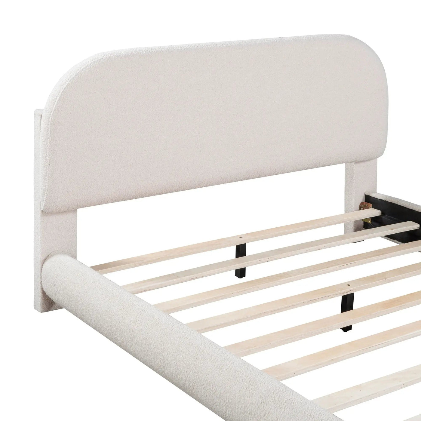 Upholstered Platform Bed With Thick Solid Frame And Stylish Curve-Shaped Design by HouseOfZazla