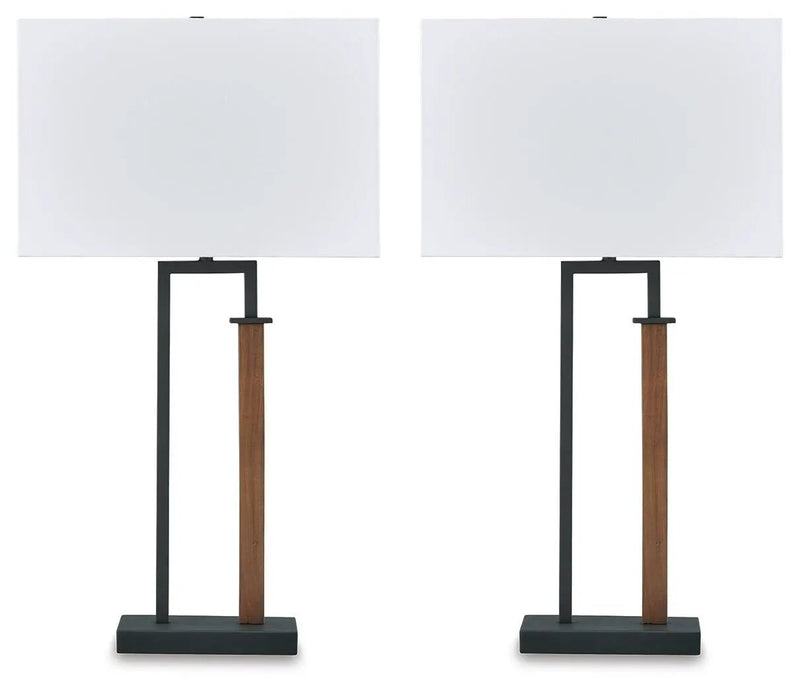 Voslen - Metal Table Lamp (Set of 2) - Black / Brown by Unique Piece Furniture