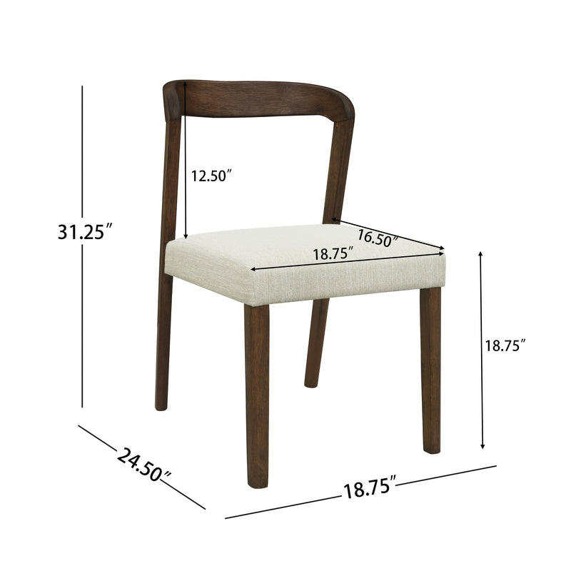 Solid Rubber Wood Dining Chairs (Walnut + Beige) Set of 2 by HouseOfZazla