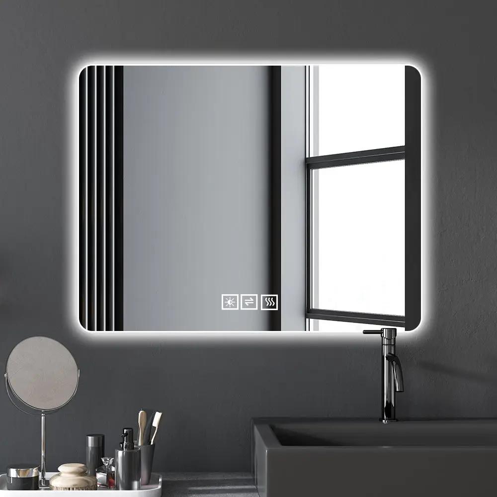 28" Bathroom Mirror With LED Lights Front And Backlit, Anti-Fog Lighted Vanity Mirrors For Wall Mounted And 5 Level Dimmable, Horizontal / Vertical - Clear by HouseOfZazla