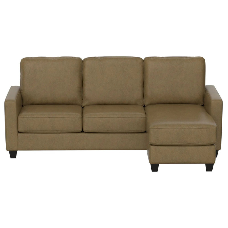 2 Piece Sofa With Chaise, Comfortable Seating For 3, Tapered Feet, USB Charging Console - Brown by HouseOfZazla