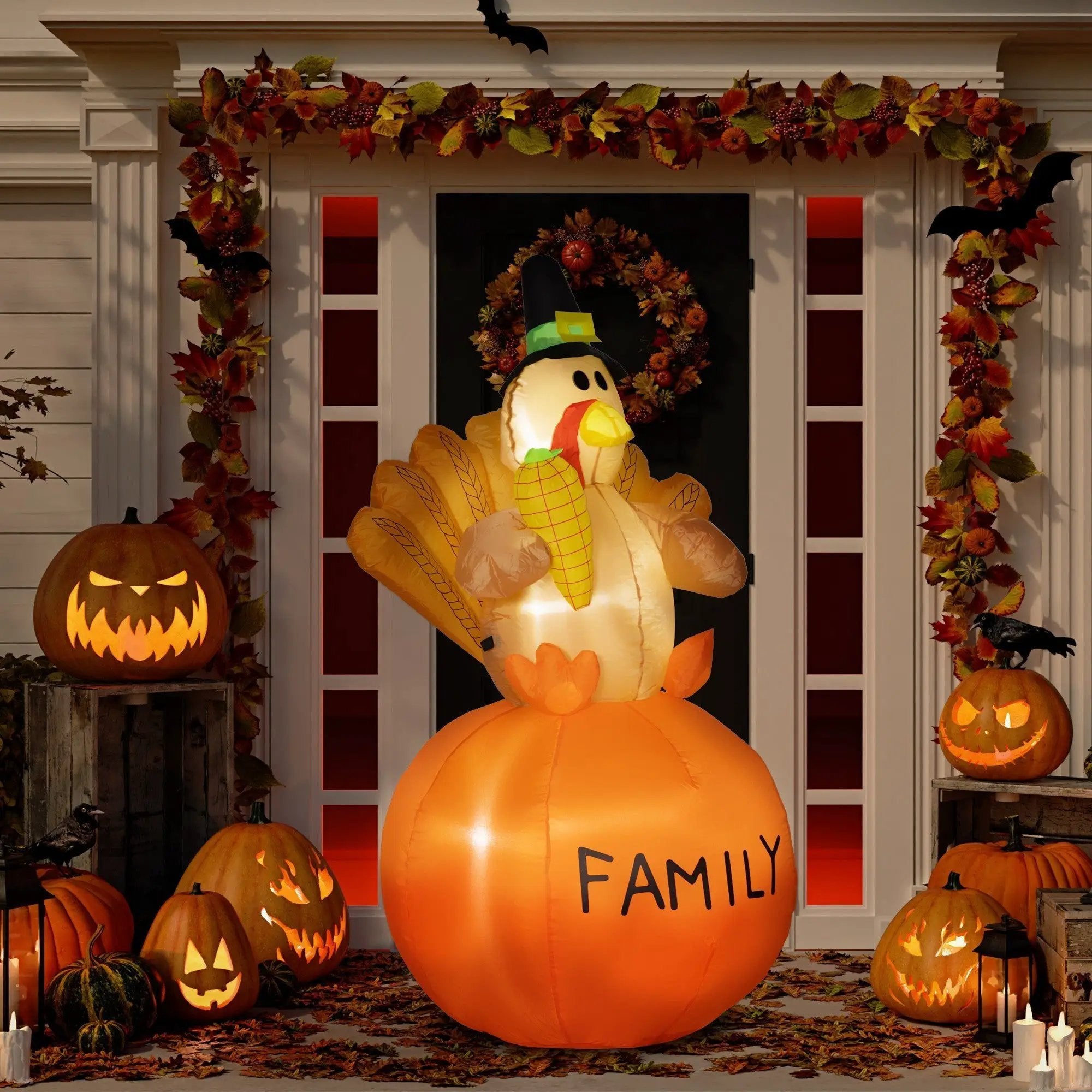 Inflatable Thanksgiving Turkey LED Display for Garden Indoor Outdoor by HouseOfZazla