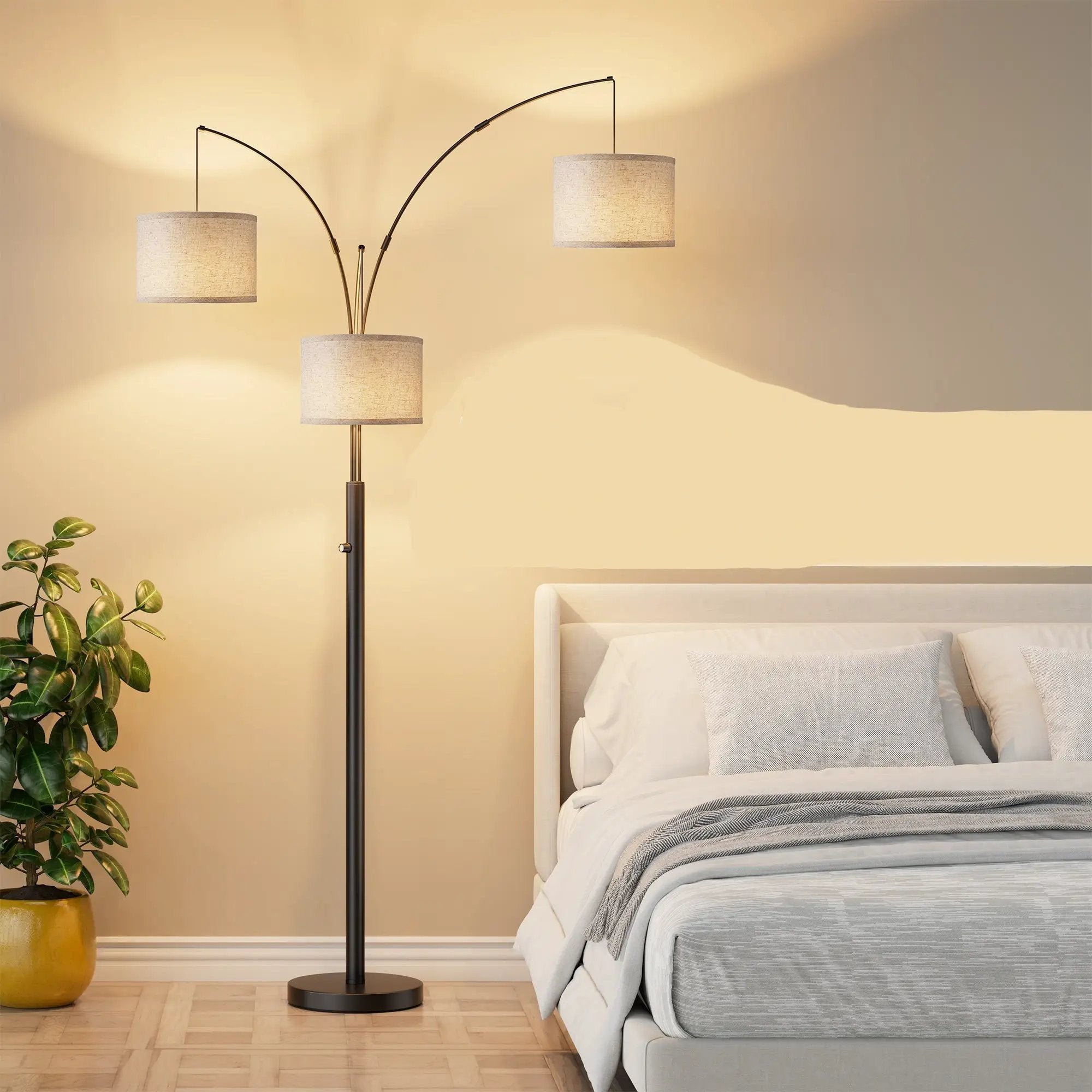 Three-Color Temperature & Dimmable Three-Head Floor Lamp by HouseOfZazla