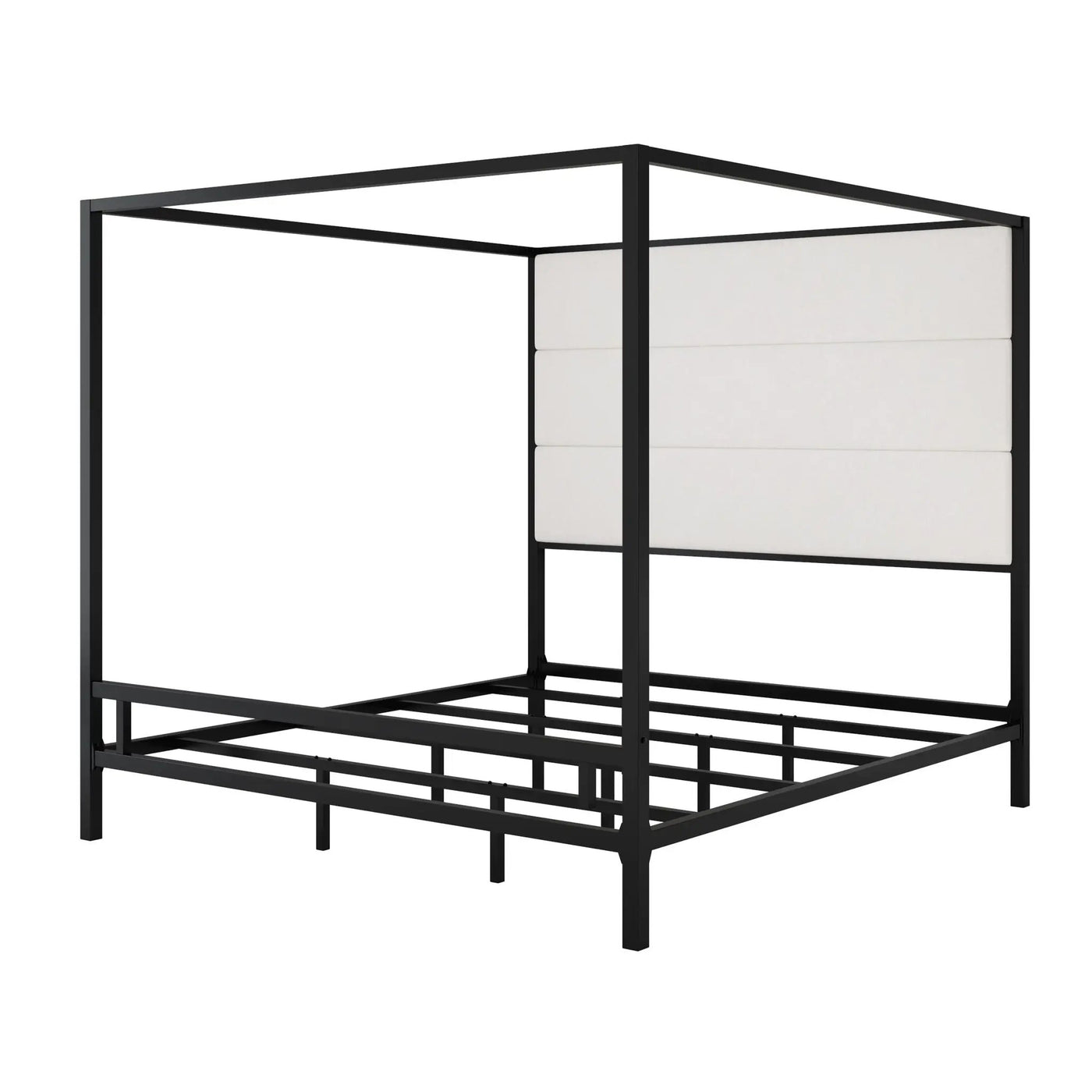 Canopy Bed With Tall Upholstered Headboard, 4 Poster Frame by HouseOfZazla