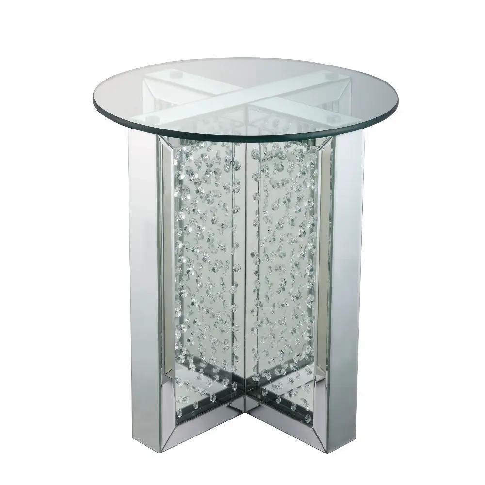 Nysa - 23" End Table - Mirrored & Faux Crystals by Unique Piece Furniture
