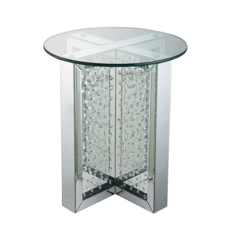 Nysa - 23" End Table - Mirrored & Faux Crystals by Unique Piece Furniture