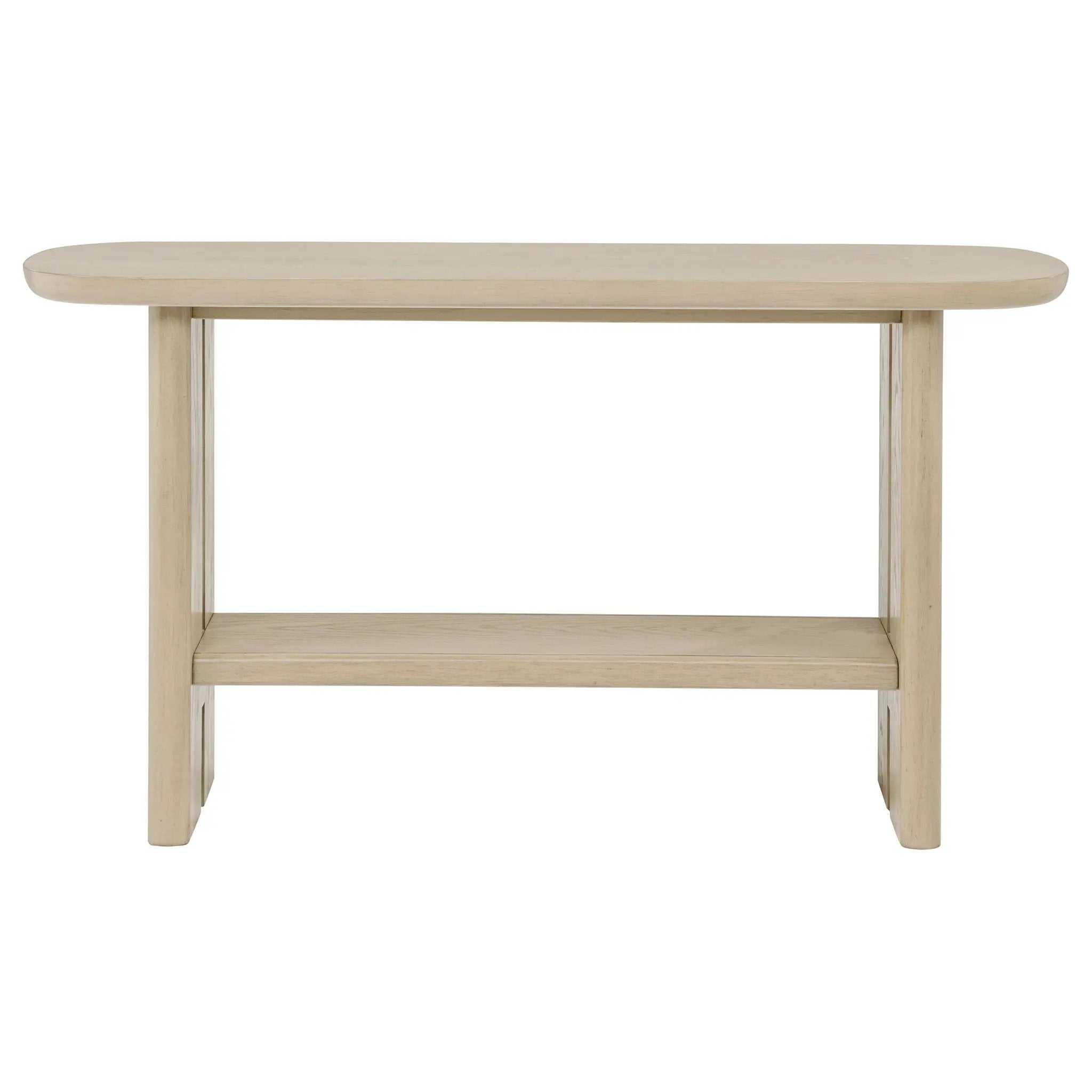 Kailani Coastal Sofa Console Table with Shelf Beige Oak by Unique Piece Furniture