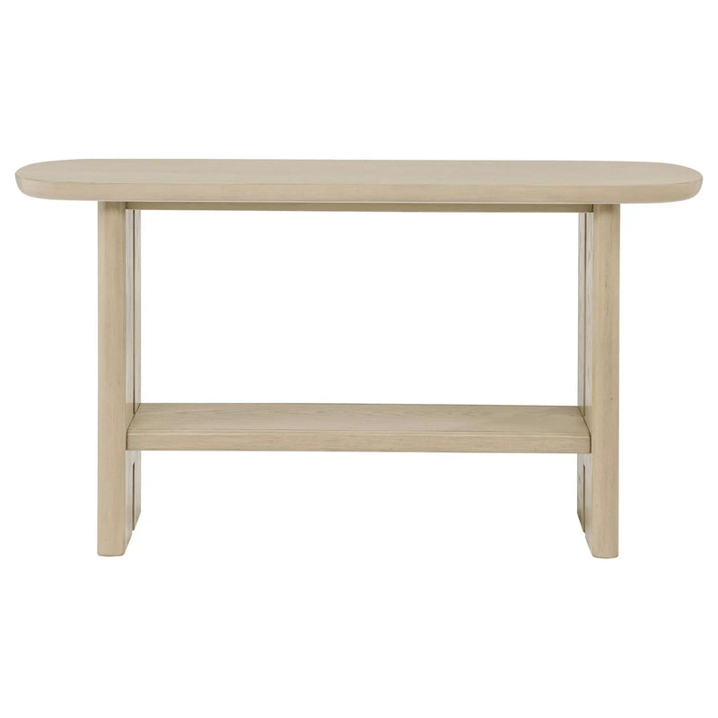 Kailani Coastal Sofa Console Table with Shelf Beige Oak by Unique Piece Furniture