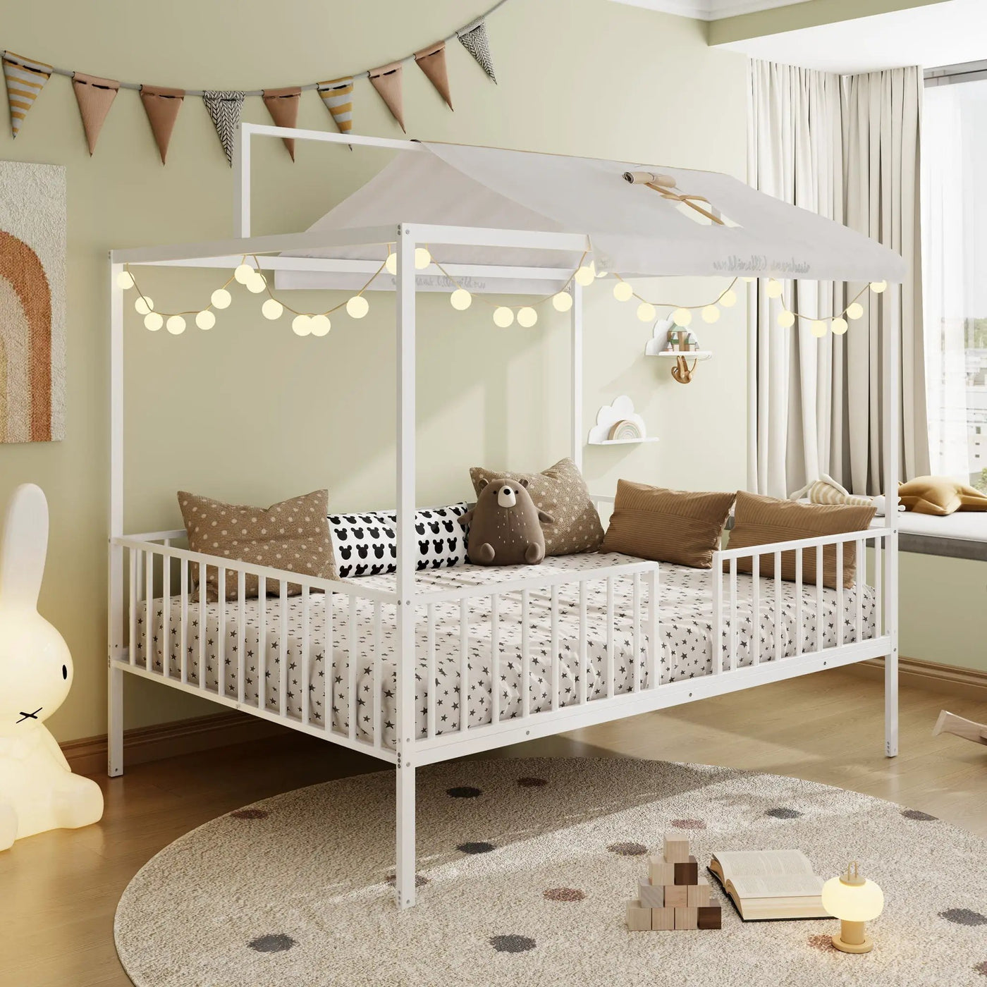 3 In 1 Convertible Montessori Floor Bed With Fenced Support by HouseOfZazla