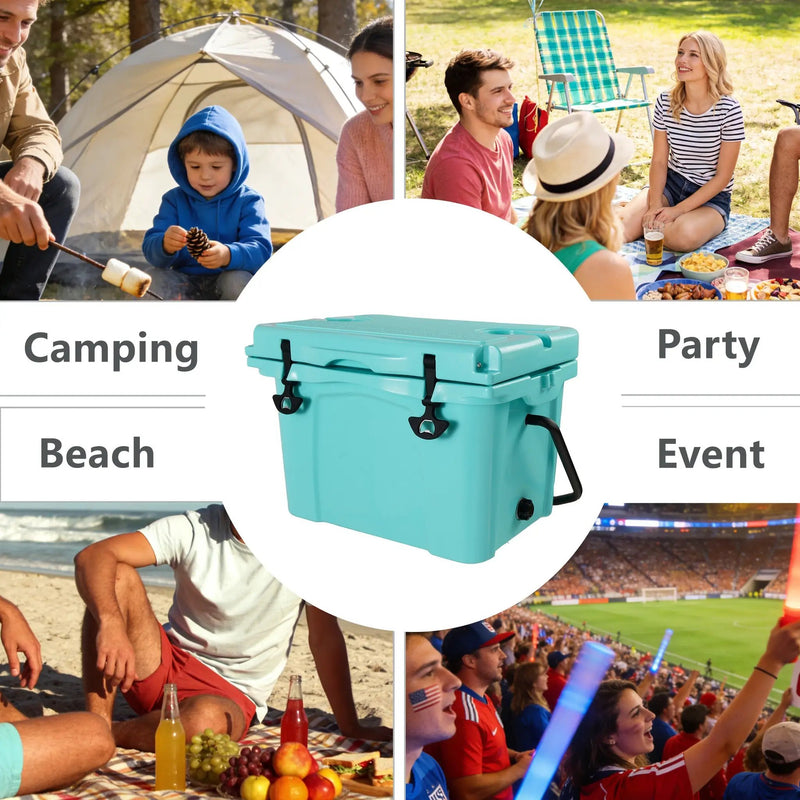 25QT Portable Cooler, Insulated Hard Cooler with Bottle Opener and Cup Holder by HouseOfZazla