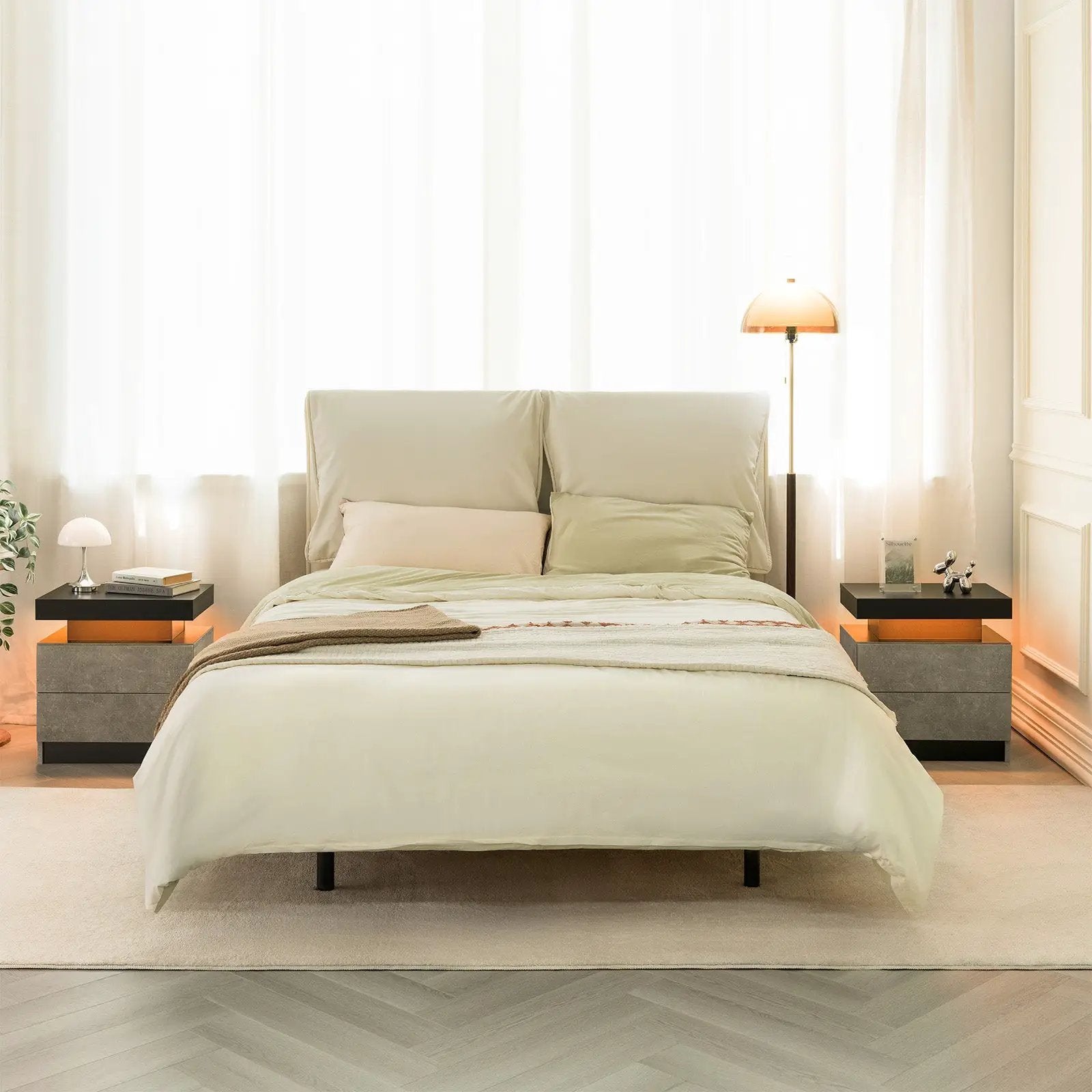 Modern LED Nightstand with 2 Drawers for Bedroom by HouseOfZazla