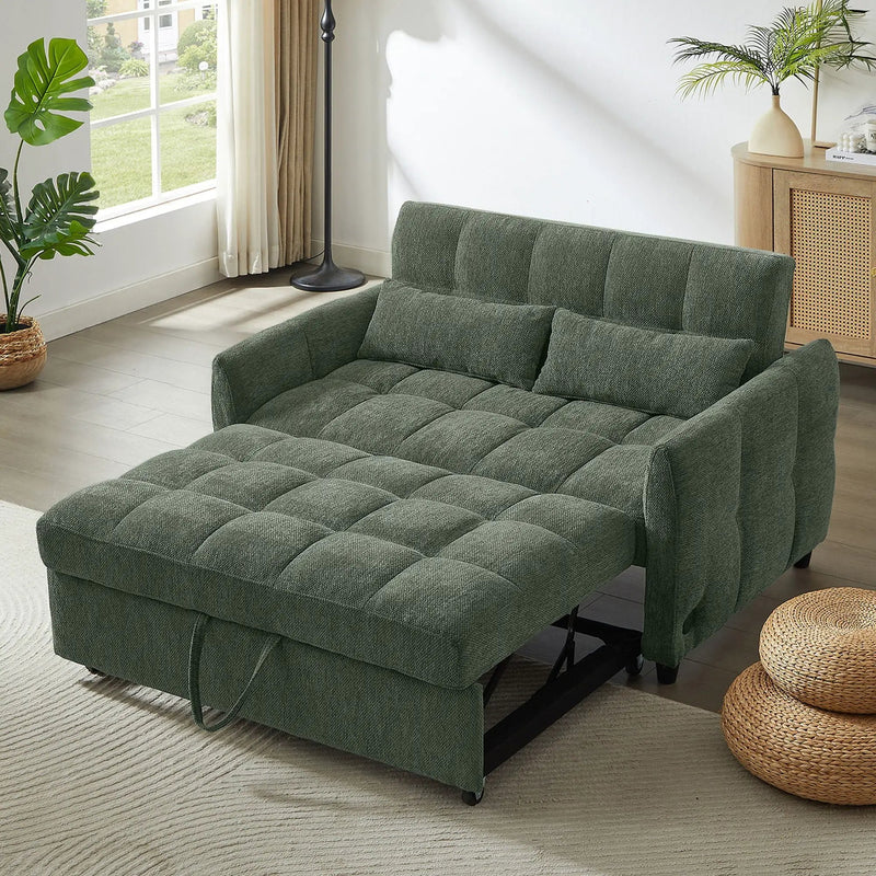 Loveseat Sofa Pull-Out Bed With Adjustable Backrest, 3 USB Ports And 2 Lumbar Pillows For Living Room by HouseOfZazla