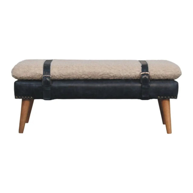Boucle x Leather Upholstered Bench, Nordic Legs by HouseOfZazla