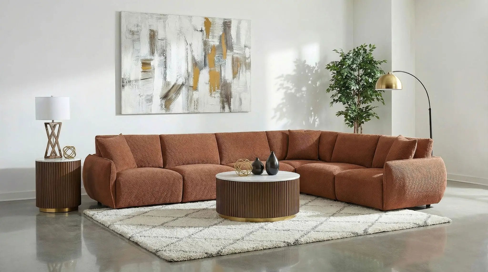 Elysia 6-piece Chenille Upholstered Modular Sectional Sofa Coral by Unique Piece Furniture