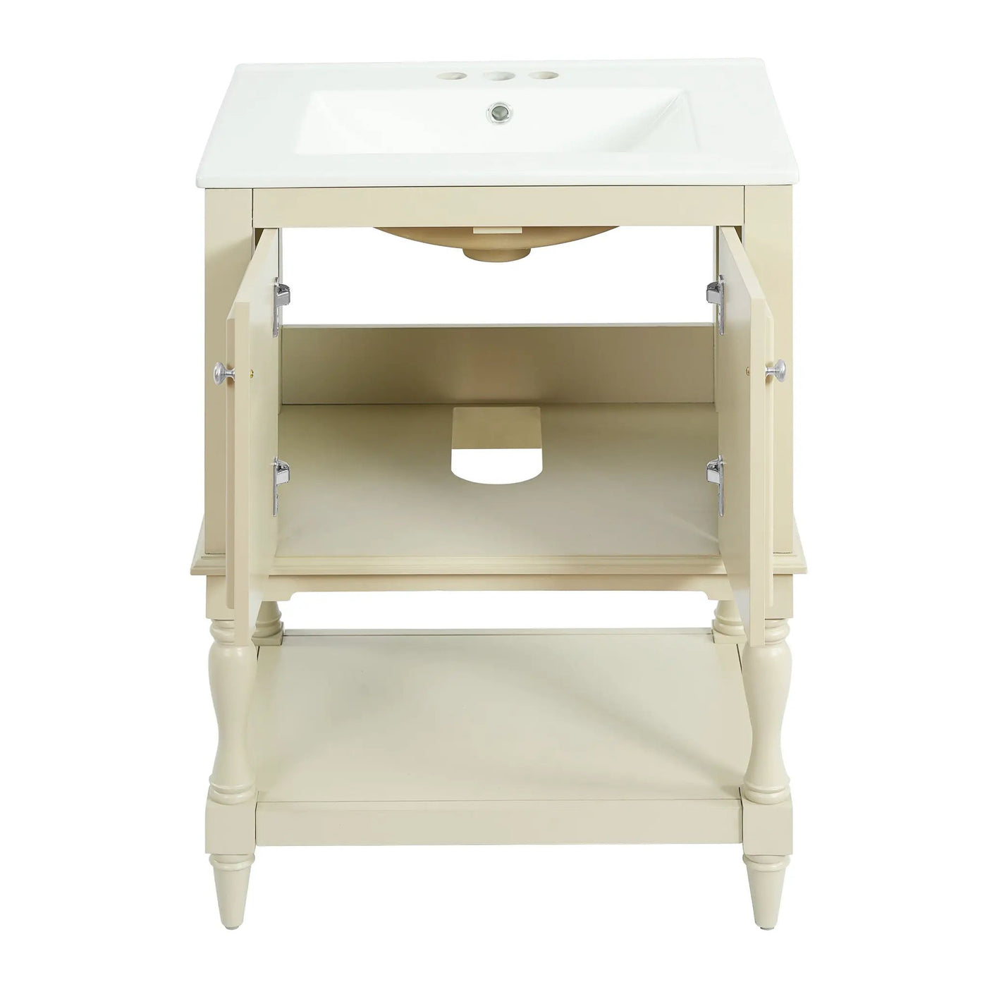 Modern Bathroom Vanity With Sink, Rectangular Cabinet With Open Shelf And Closed Storage by HouseOfZazla