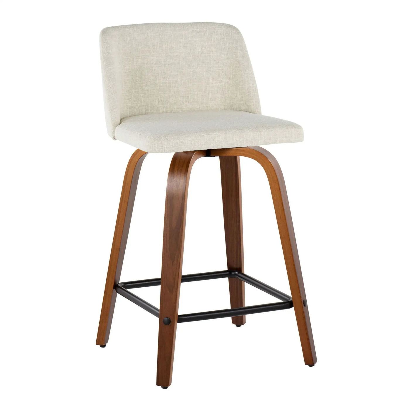 Toriano - Contemporary Fixed Height Counter Stool Swivel With Square Footrest (Set of 2) by HouseOfZazla