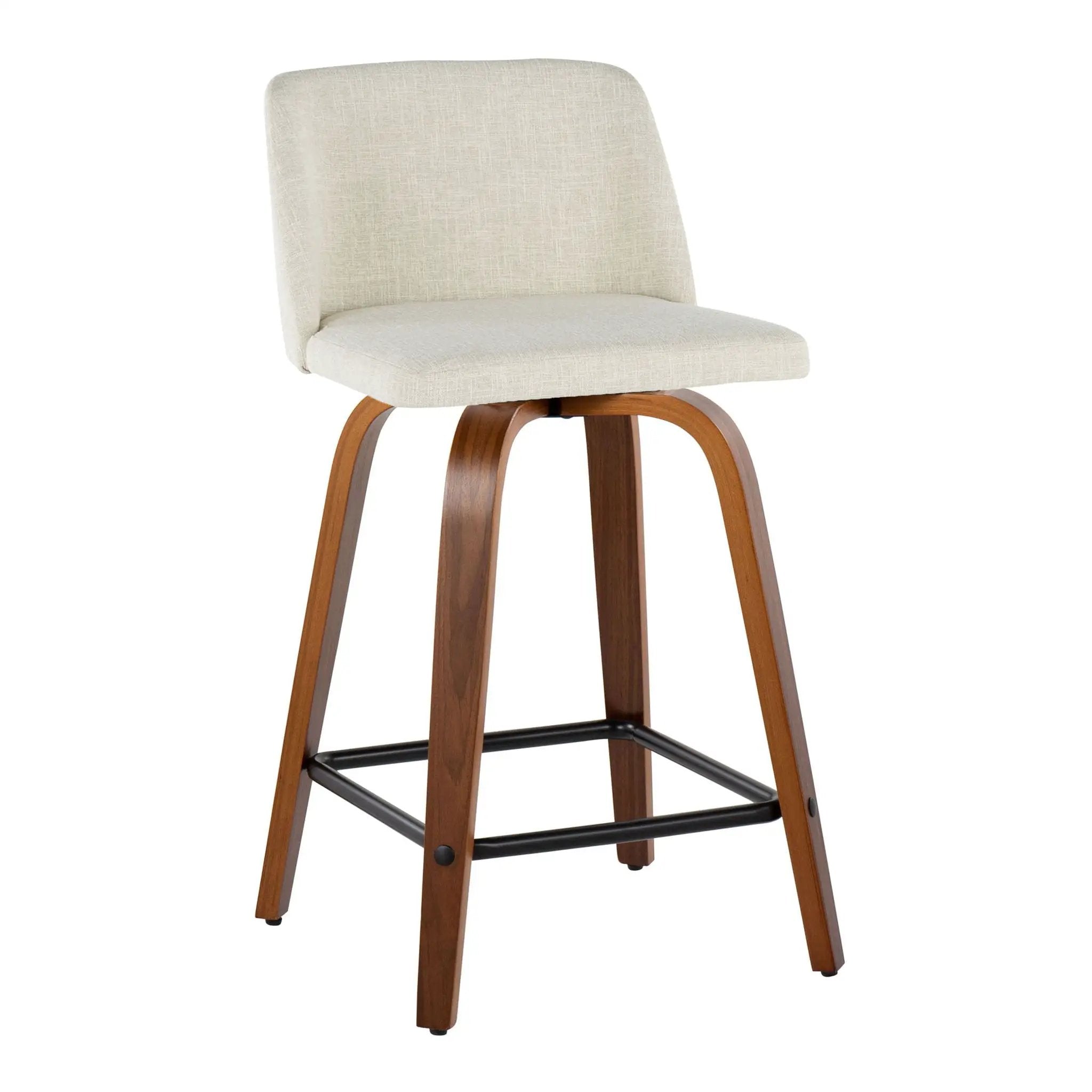 Toriano - Contemporary Fixed Height Counter Stool Swivel With Square Footrest (Set of 2) by HouseOfZazla