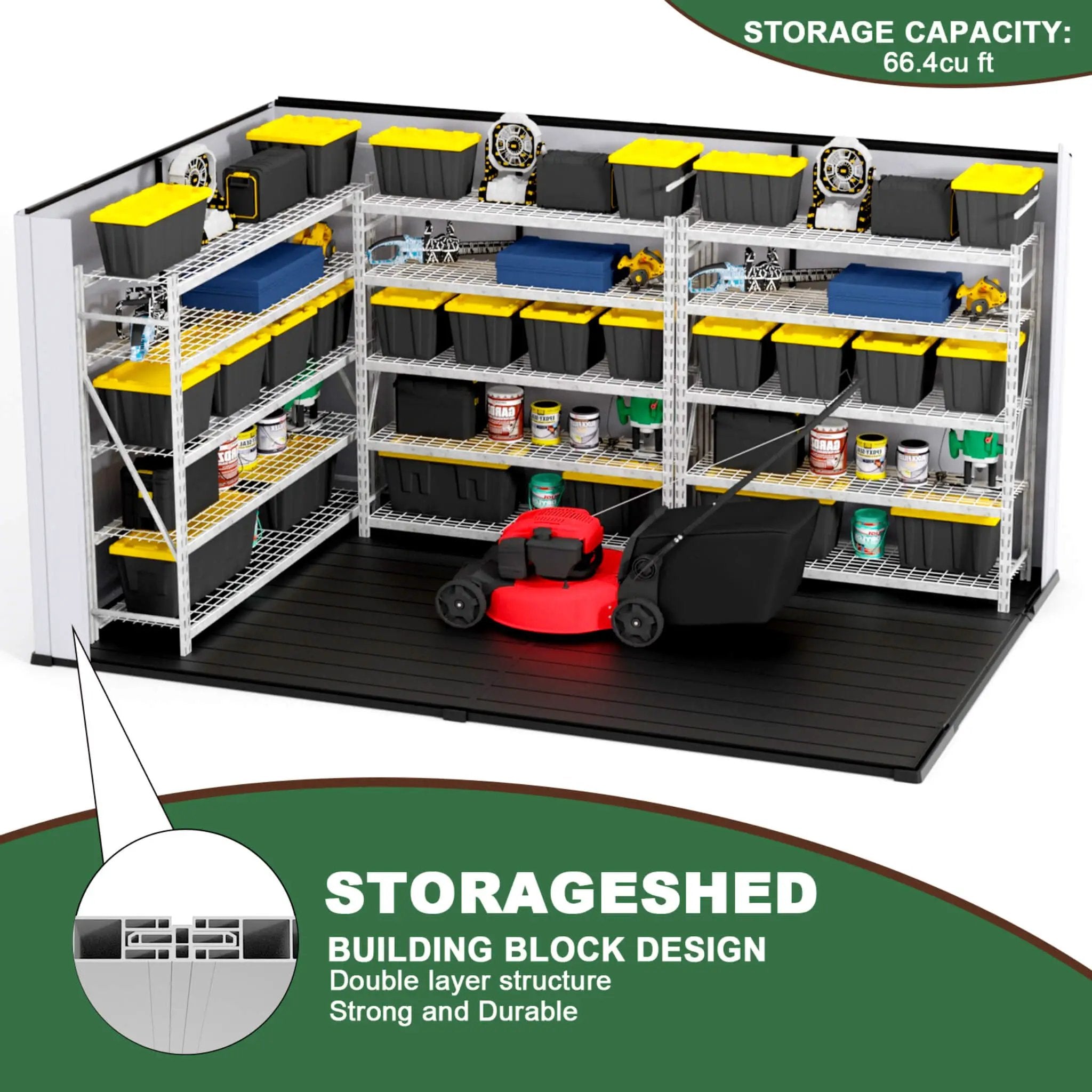 [07X10FT] Alora Heavy-Duty Weather-Resistant Steel-Reinforced Plastic Storage Shed With Floor (SAK93148) by SAKSBY WHOLESALE