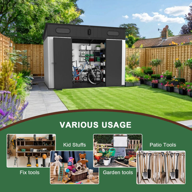 [07X10FT] Alora Heavy-Duty Weather-Resistant Steel-Reinforced Plastic Storage Shed With Floor (SAK93148) by SAKSBY WHOLESALE