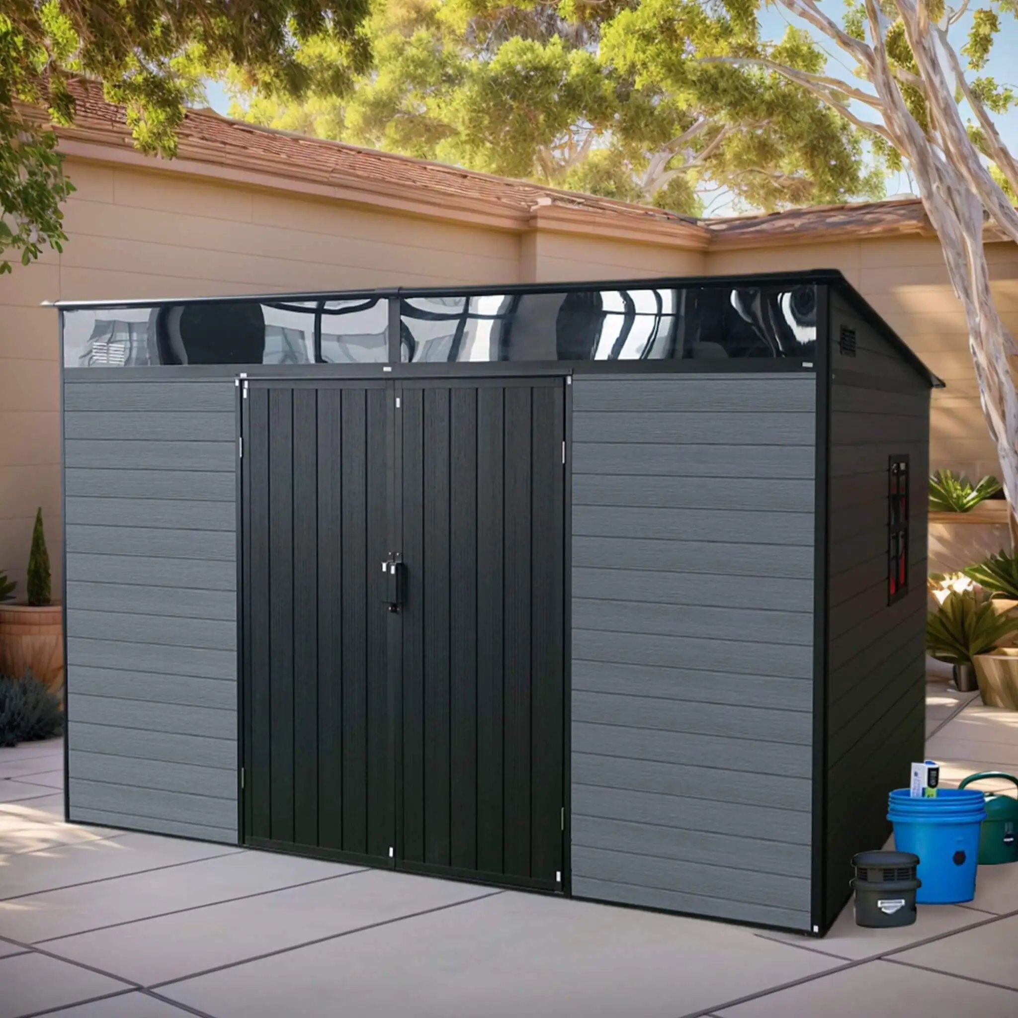 [07X10FT] Alora Outdoor Resin Garden Shed With Floor, Window, And Lockable Door (SAK25987) by SAKSBY WHOLESALE