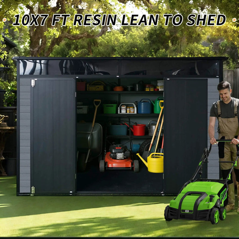 [07X10FT] Alora Outdoor Resin Garden Shed With Floor, Window, And Lockable Door (SAK25987) by SAKSBY WHOLESALE