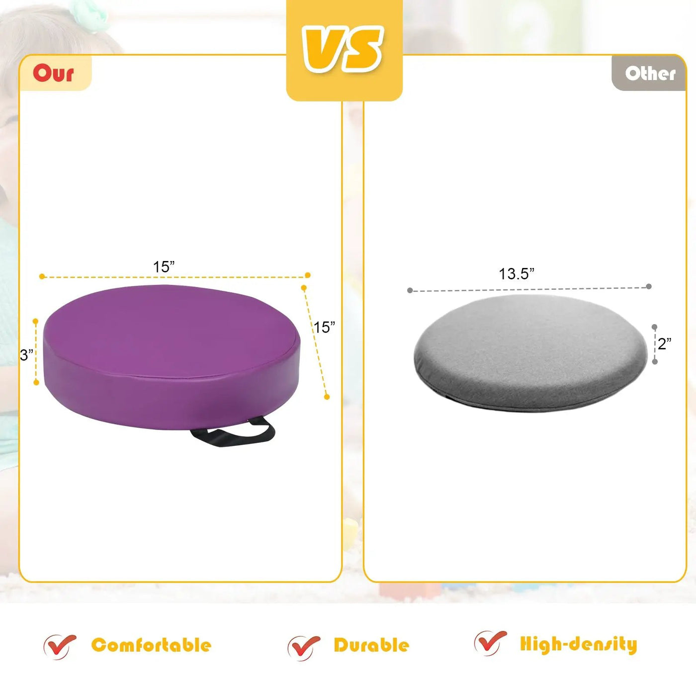 6 Pieces 15 Inch Round Toddler Floor Cushions by DirectDeals