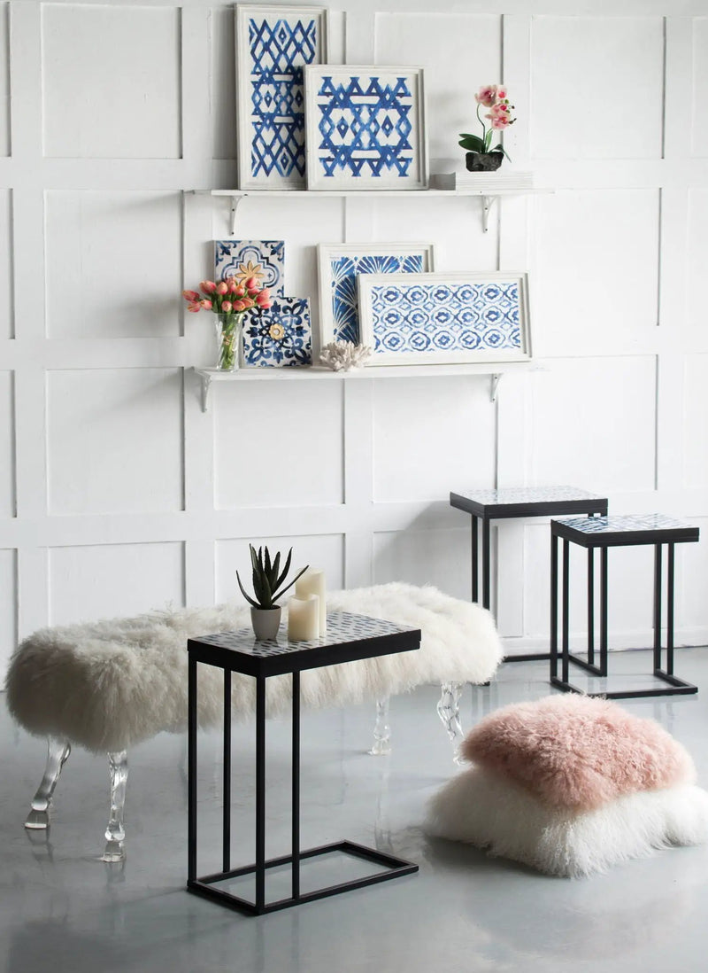 Hanging Sculptures, Modern Wall Art Decor (Set of 2) - White / Blue by HouseOfZazla