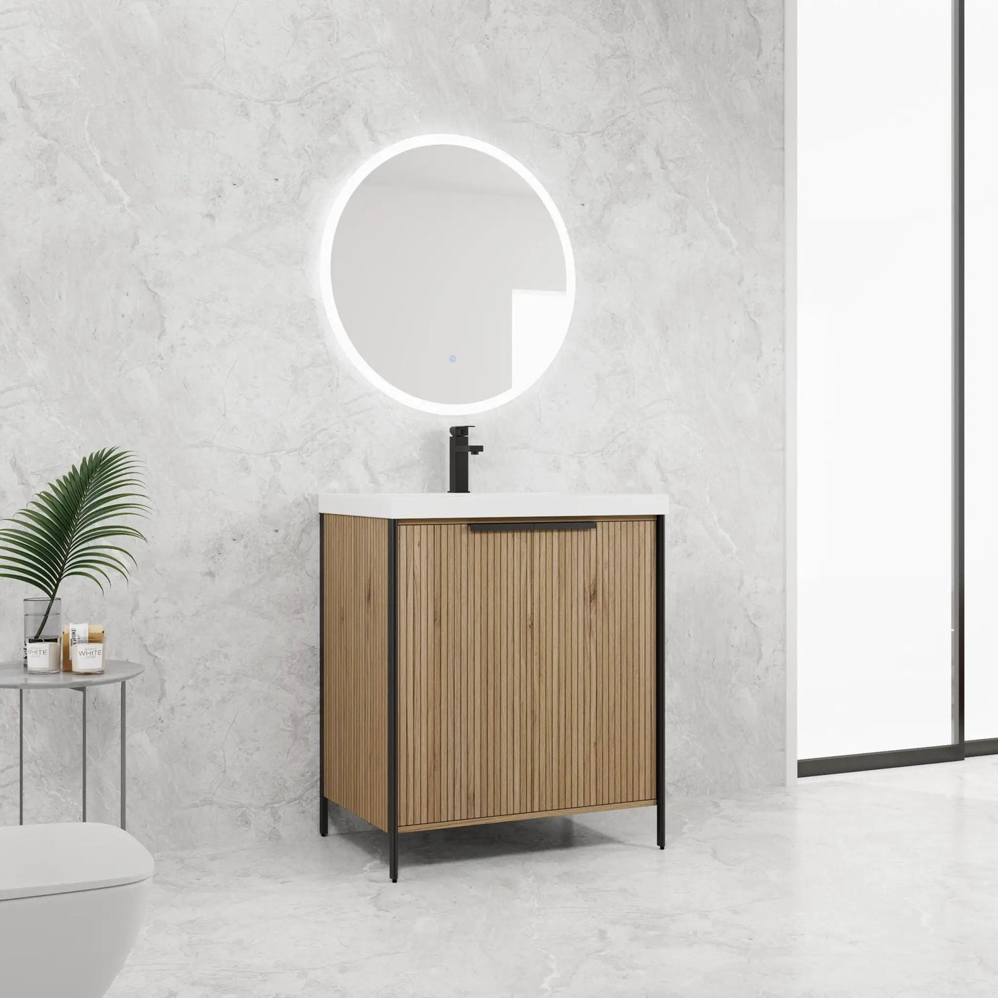 Modern Freestanding Bathroom Vanity With Resin Sink & Soft Close Cabinet Doors by HouseOfZazla