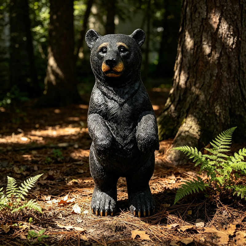19.69" Weather Resistant Resin Standing Black Bear Sculpture by HouseOfZazla