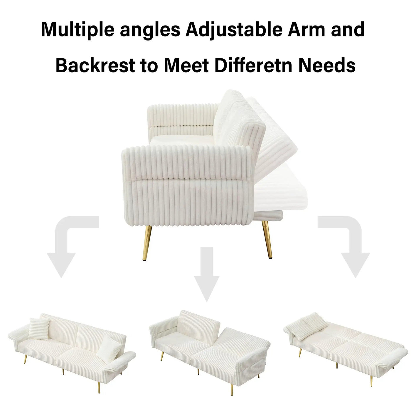 Luxury Foldable Double Sofa Bed With Folding Armrests by HouseOfZazla