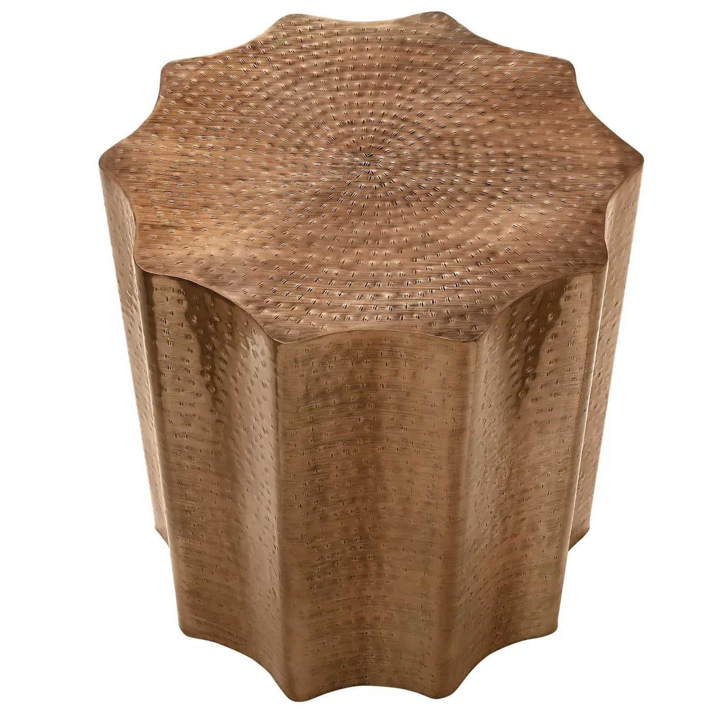 Drum Accent Side Table, Stylish Scalloped Design by Unique Piece Furniture