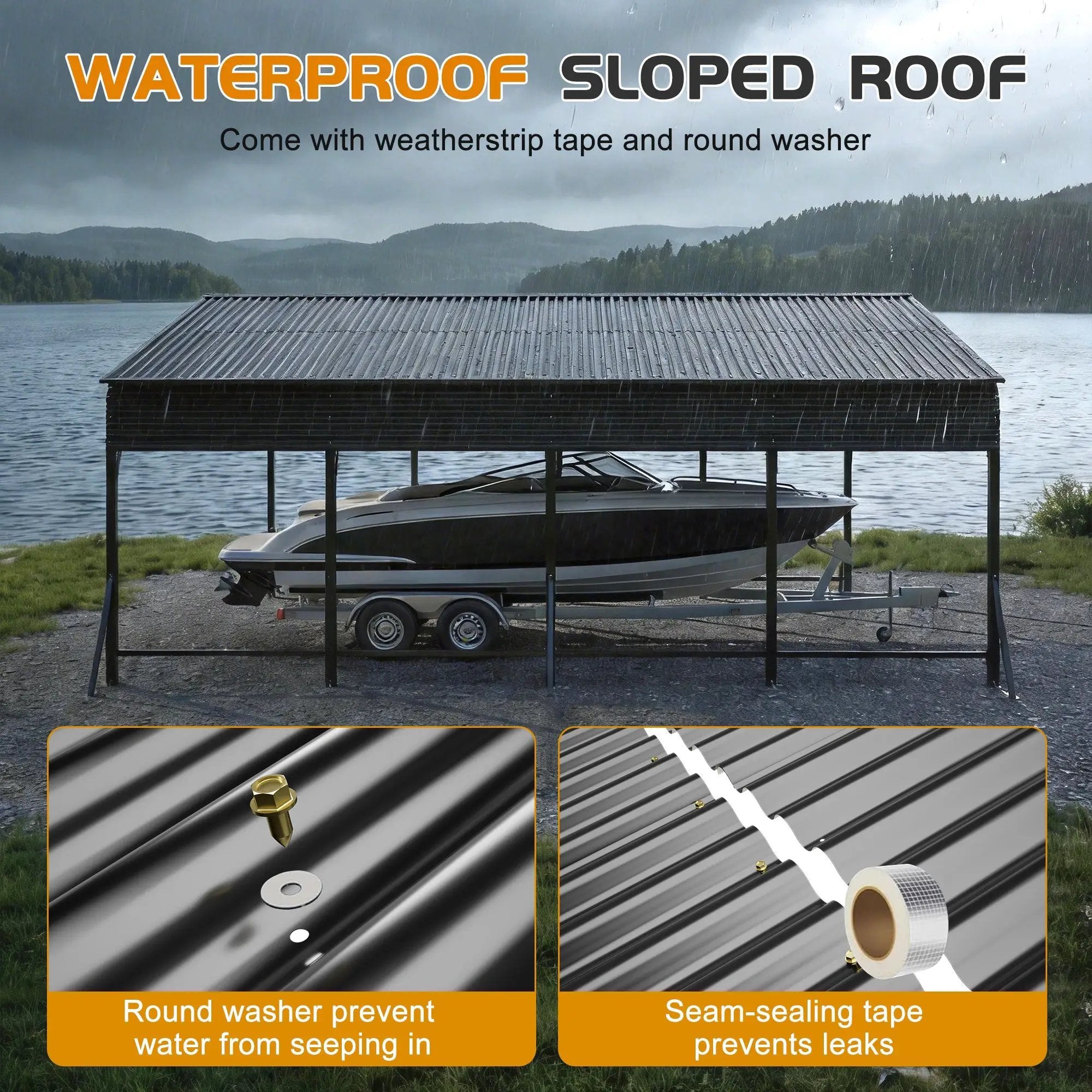 20'x20' Galvanized Steel Carport Canopy by HouseOfZazla