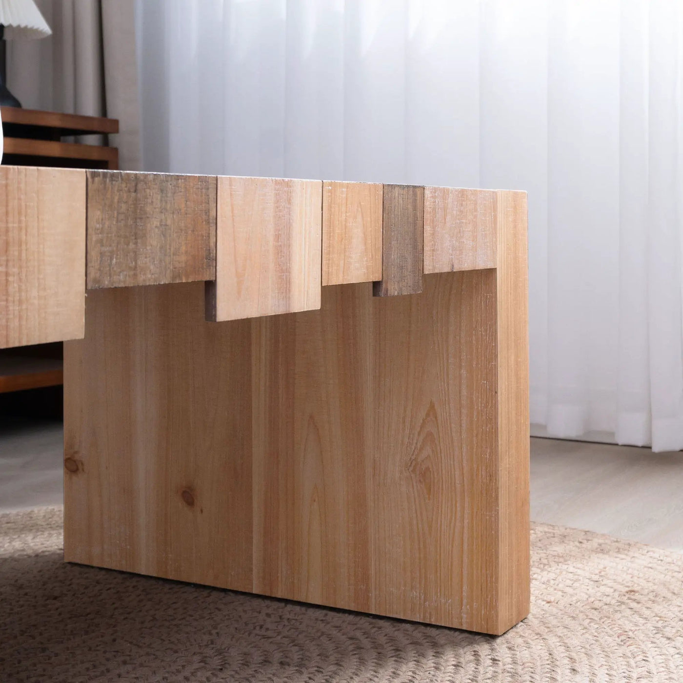 Modern Rustic Table With Sculpted Block Design by HouseOfZazla