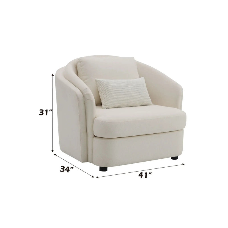 Mariko - Linen Chair With 1 Toss Pillow - Beige by Unique Piece Furniture