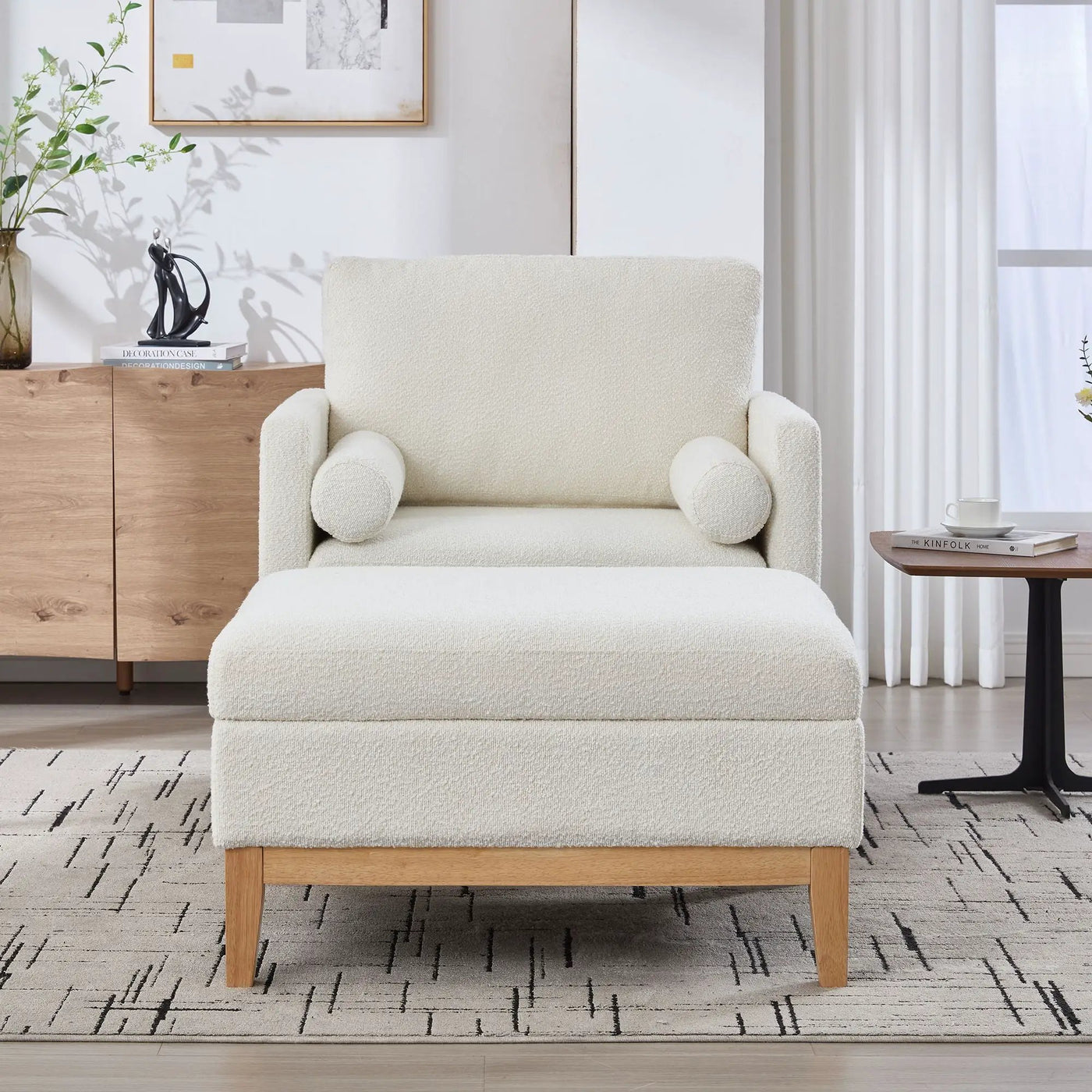 Oversized 360 Degree Swivel Barrel Accent Chair And Ottoman Set With Storage by HouseOfZazla