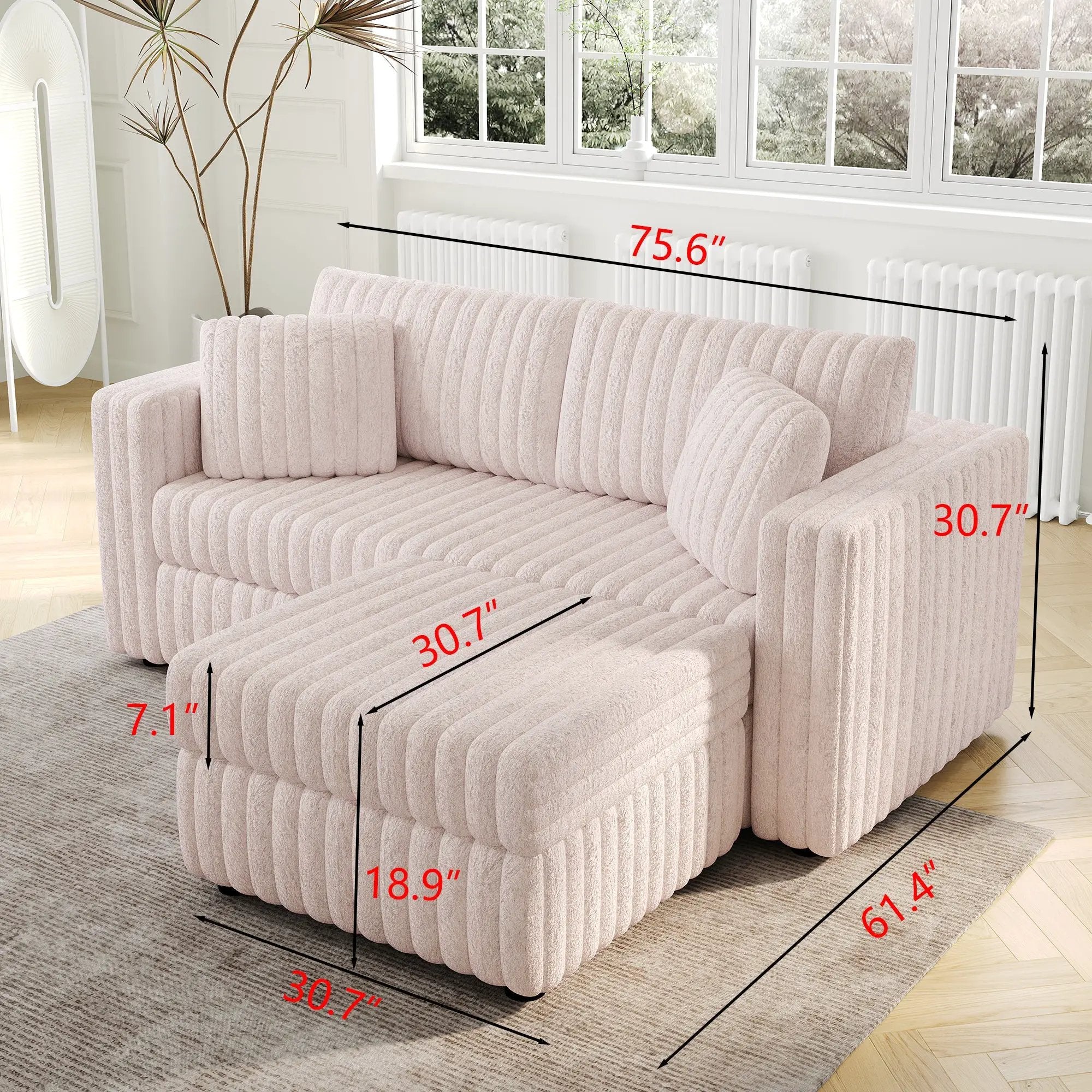 75.6" Soft Modular 2-Person Sofa with Hydraulic Lift by HouseOfZazla