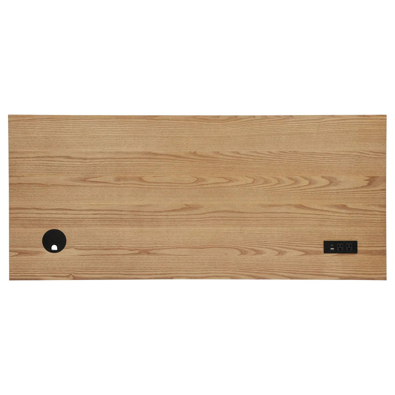 Vermes 55-inch 3-drawer Writing Desk with Power Outlet Light Ash by Unique Piece Furniture