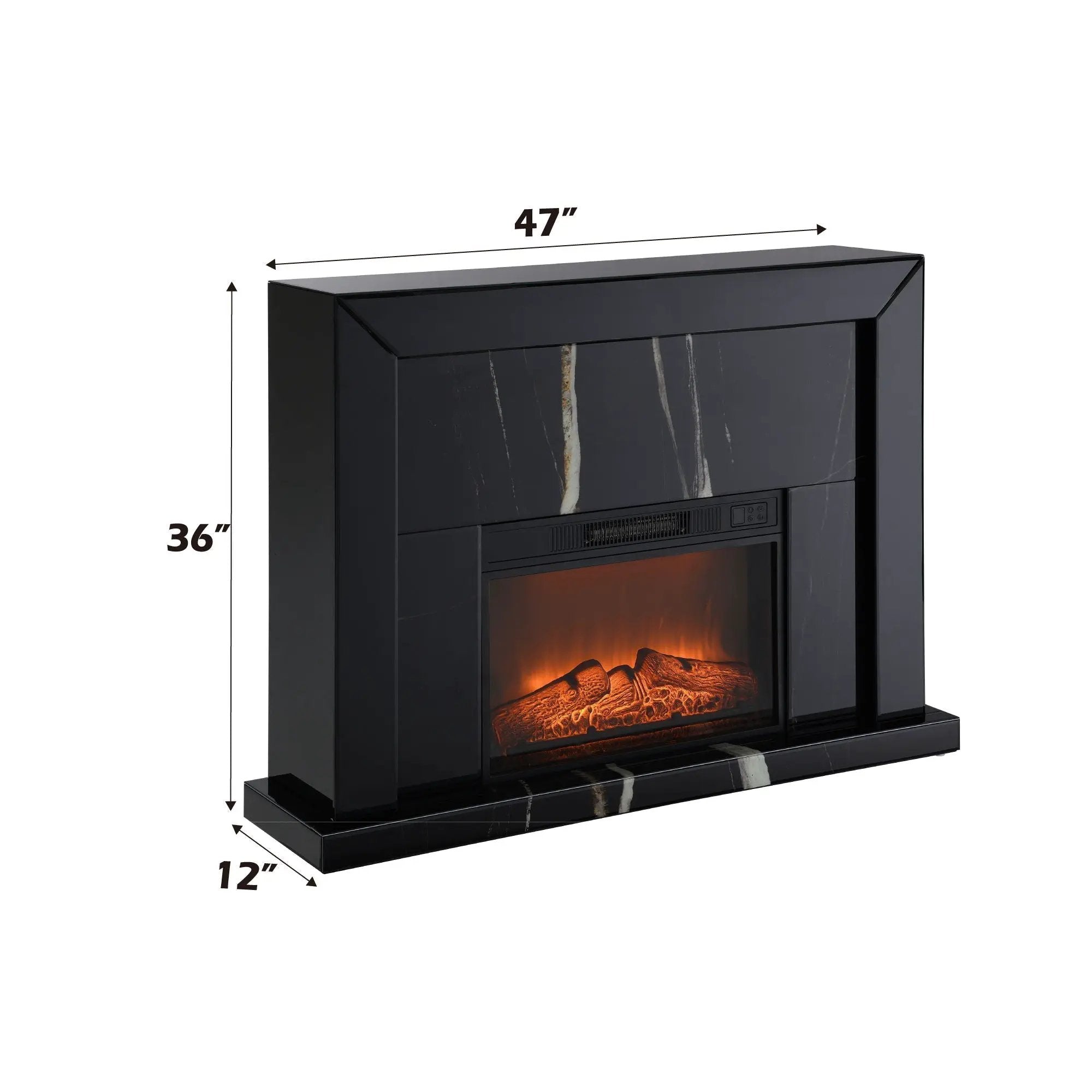 Drisana Mirrored Fireplace - Black by HouseOfZazla